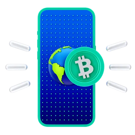 Online Global Bitcoin  3D Icon