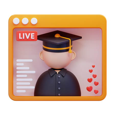 Online Graduating Student  3D Icon