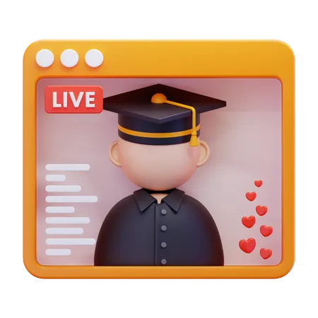 Online Graduating Student  3D Icon