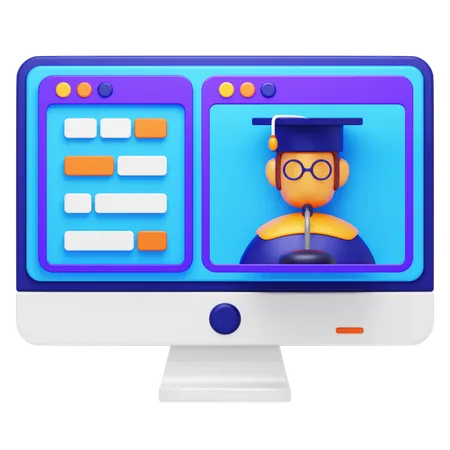 オンライン卒業  3D Icon