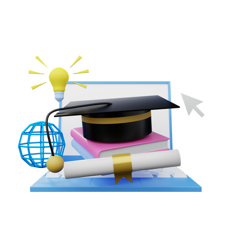 Online Graduation  3D Illustration