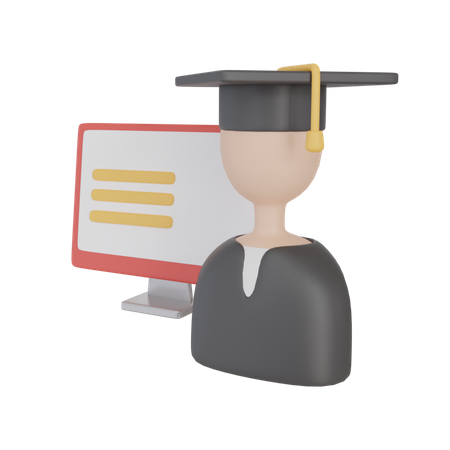Online Graduation Desktop  3D Icon
