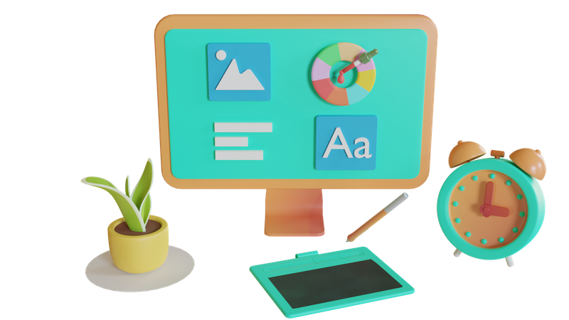 Online Graphic Design  3D Icon