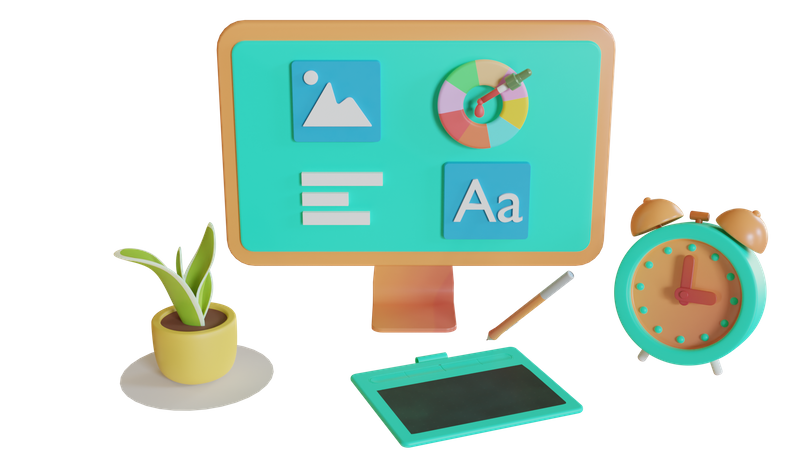 Online Graphic Design  3D Icon