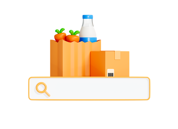 Online Grocery Ordering  3D Icon