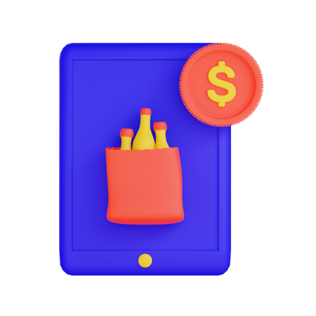 Online Grocery Payment 3D Illustration