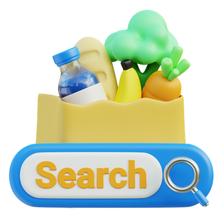 Online Grocery Search  3D Icon