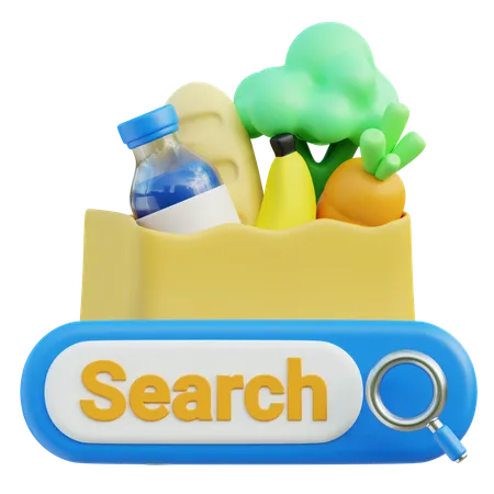 Online Grocery Search  3D Icon