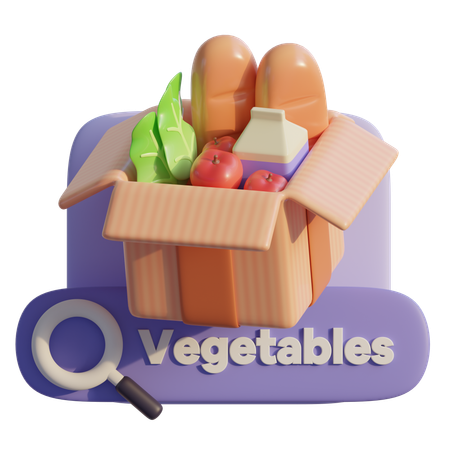 Online Grocery Search  3D Icon