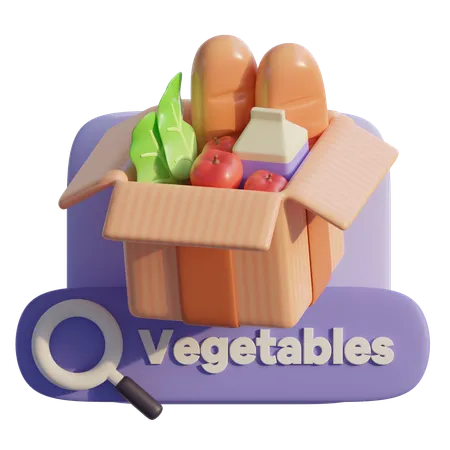 Online Grocery Search  3D Icon