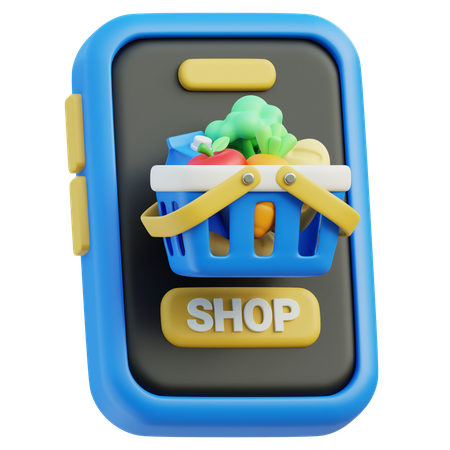 Online Grocery Shopping  3D Icon