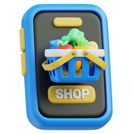 Online Grocery Shopping  3D Icon