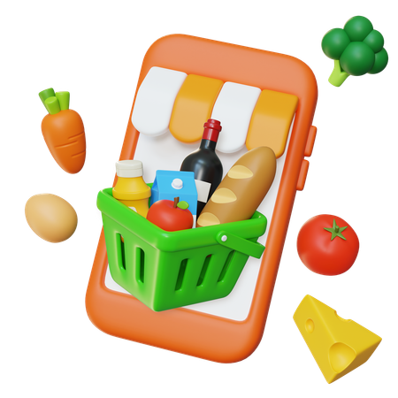 Online Grocery Shopping  3D Icon