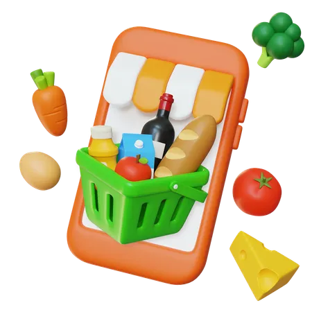 Online Grocery Shopping  3D Icon