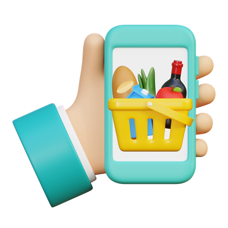 Online Grocery Shopping  3D Icon