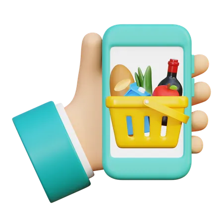 Online Grocery Shopping  3D Icon