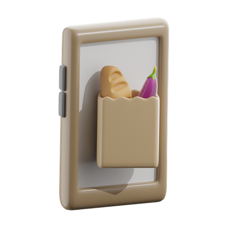 Online Grocery Shopping  3D Icon