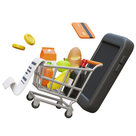 Online Grocery Shopping Payment  3D Icon