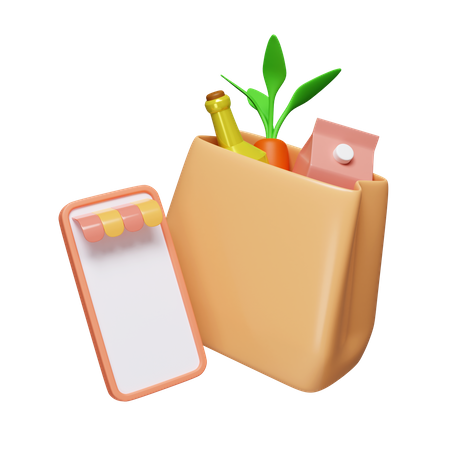 Online Grocery Store  3D Icon