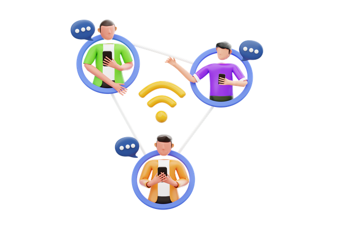 Online Group Chatting  3D Icon