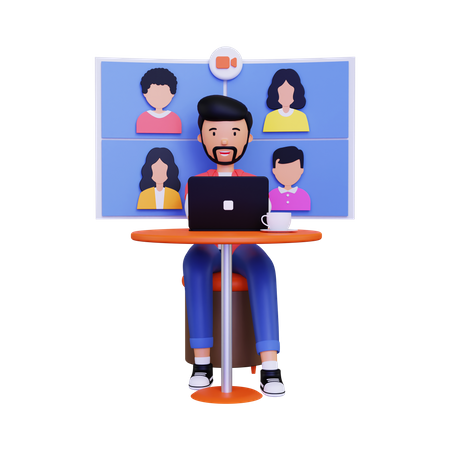Online group video  3D Icon
