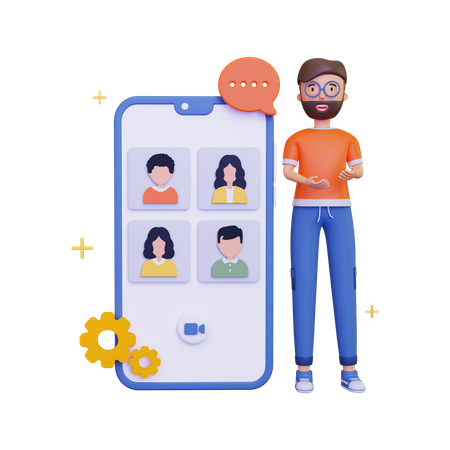 Online group video with a smartphone  3D Icon