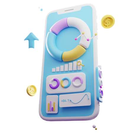 Online Growth Chart  3D Icon