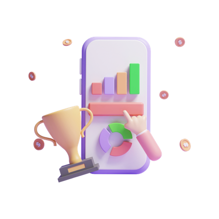 Online Growth Chart  3D Icon