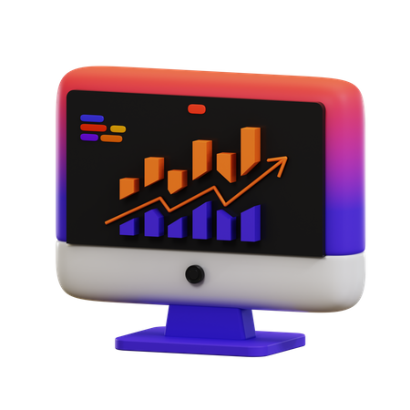 Online Growth Chart  3D Icon