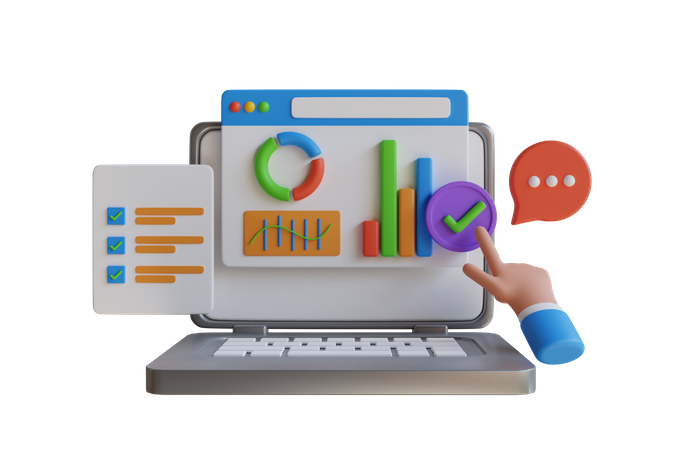 Online Growth Checking  3D Icon