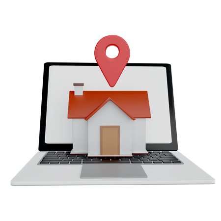 Online Home Location  3D Icon