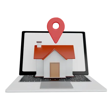 Online Home Location  3D Icon