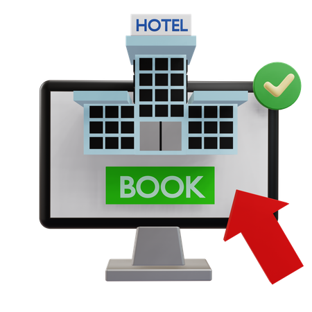 Online Hotel Booking  3D Icon