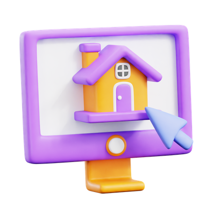 Online house purchase  3D Icon