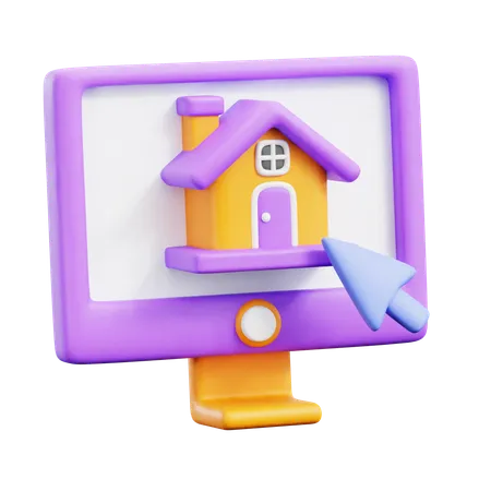 Online house purchase  3D Icon