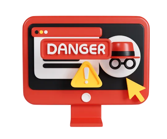 Online Identity Danger Alert  3D Icon