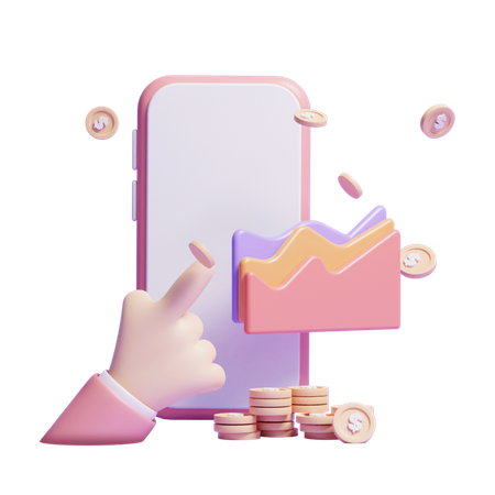 Online Investment Growth  3D Icon