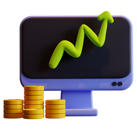 Online Investment Growth  3D Icon