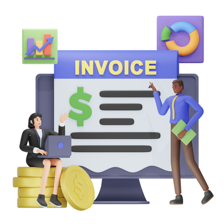 Online Invoice  3D Illustration