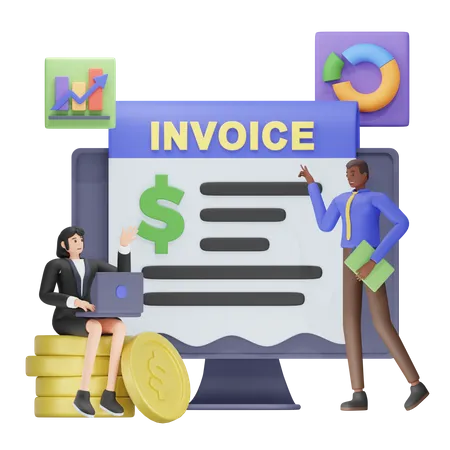 Online Invoice  3D Illustration