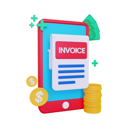 Online invoice  3D Illustration