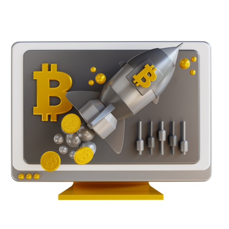 Online-Krypto-Startup und Diagramm  3D Icon