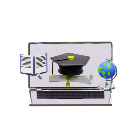 Online Learning  3D Illustration