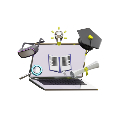 Online Learning  3D Illustration