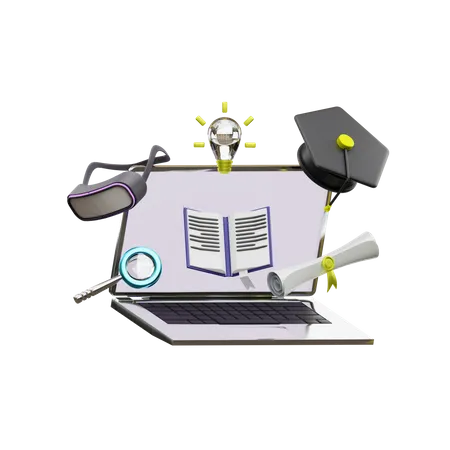 Online Learning  3D Illustration