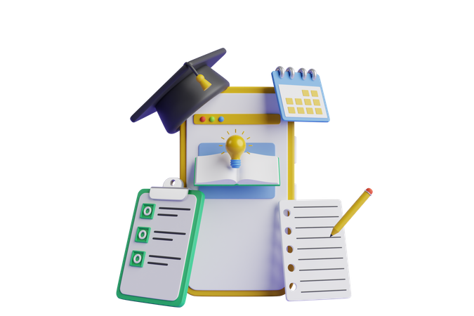 Online Learning  3D Illustration