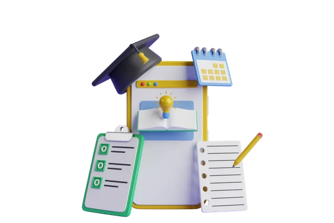 Online Learning  3D Illustration