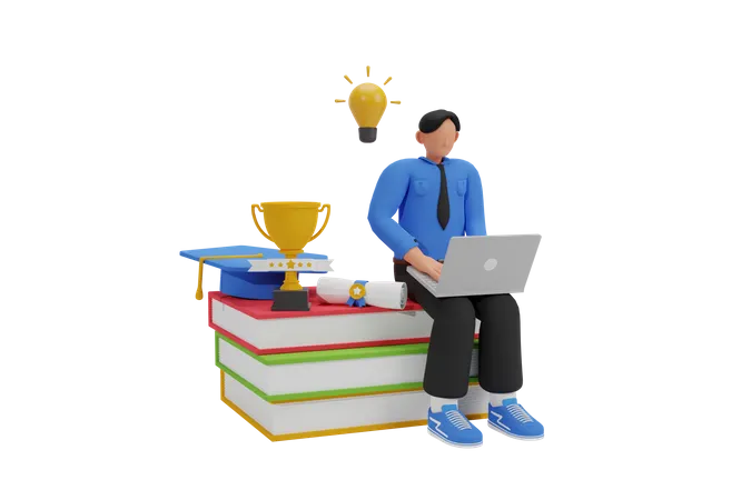 Online learning  3D Illustration