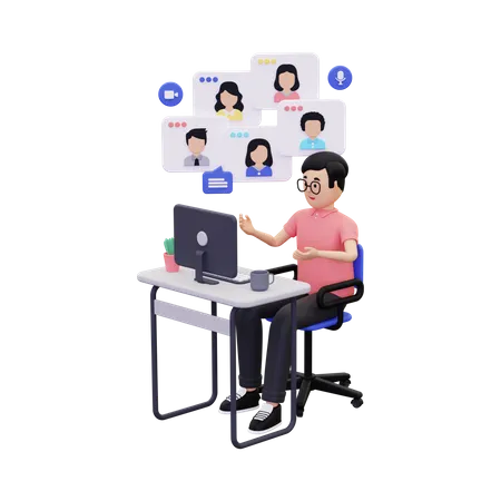 Online Learning Discussion  3D Illustration