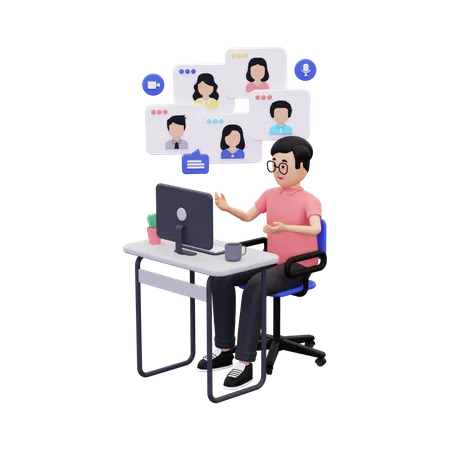 Online Learning Discussion 3D Illustration